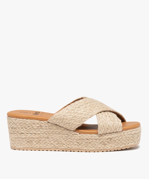 Mules femme plateforme à brides en corde tressée vue2 - GEMO(URBAIN) - GEMO