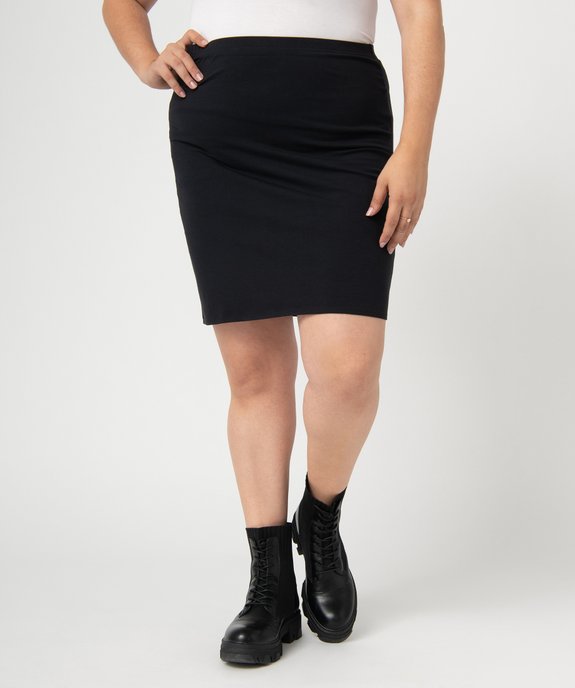 Jupe femme grande taille coupe droite en maille extensible vue1 - GEMO (G TAILLE) - GEMO