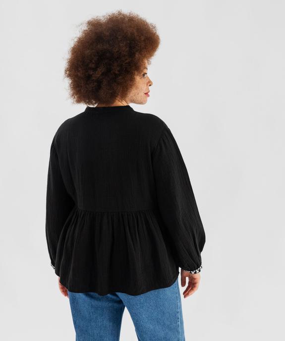 Blouse manches longues en gaze de coton brodé femme grande taille vue3 - GEMO (G TAILLE) - GEMO