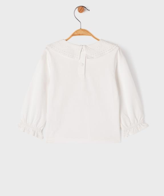 Tee-shirt manches longues à col Claudine en dentelle bébé fille - LuluCastagnette vue3 - LULU CASTAGNETTE GEMO FOR GOOD - GEMO