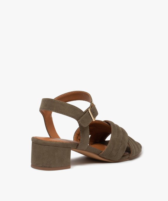 Sandales femme à brides matelassées en suédine et petit talon vue4 - GEMO(URBAIN) - GEMO