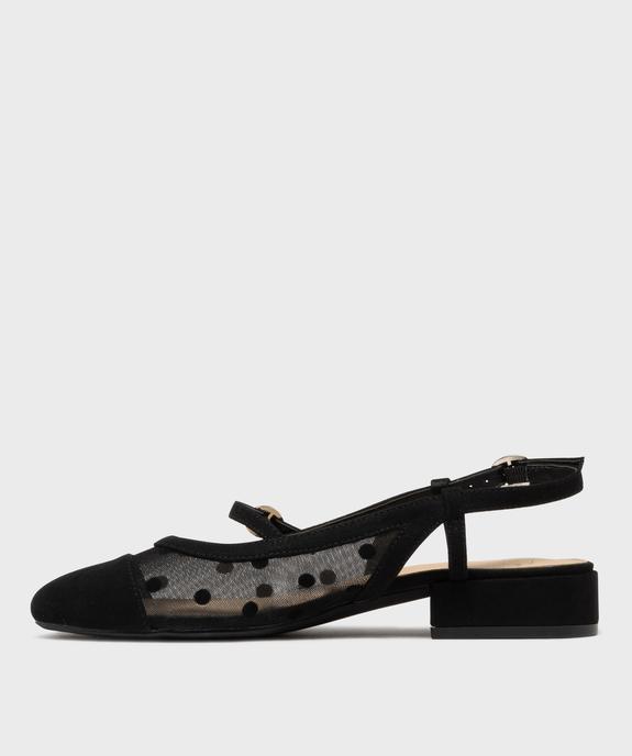 Escarpins sling-back en résille à talon plat femme - Follow Me vue3 - FOLLOW ME - GEMO