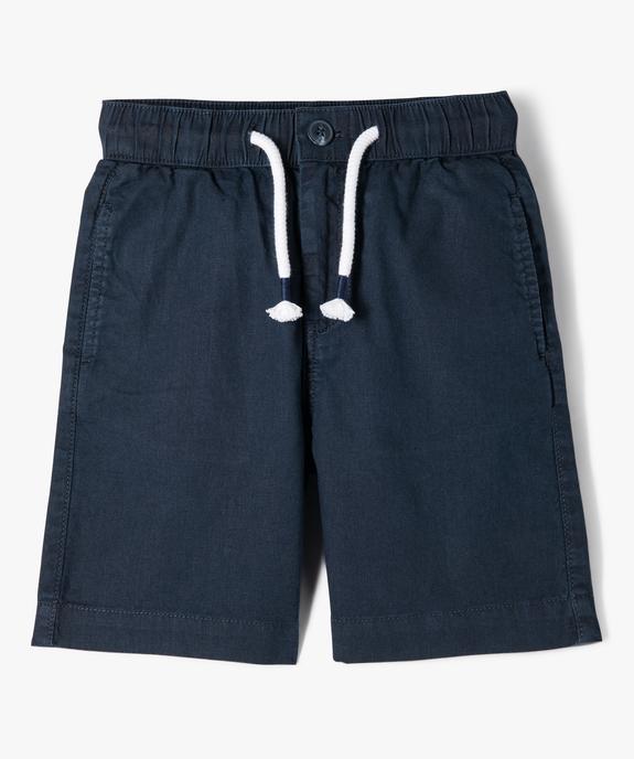 Bermuda en lin à taille élastiquée garçon vue1 - GEMO (ENFANT) - GEMO