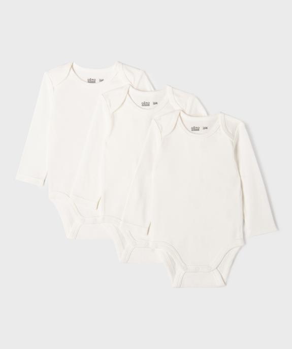 Body manches longues en coton uni bébé (lot de 3) - GEMO 4G BEBE Body manches longues en coton uni bébé (lot de 3) vue3 - GEMO 4G BEBE - GEMO