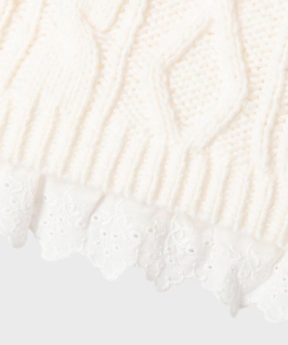 Pull à torsades avec bas en dentelle bébé fille vue2 - GEMO(BEBE DEBT) - GEMO