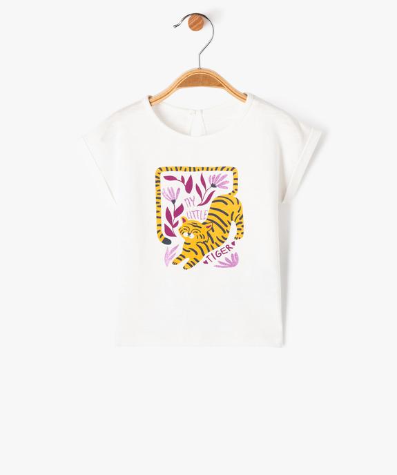 Tee-shirt à manches courtes avec motif jungle et paillettes bébé fille vue1 - GEMO 4G BEBE - GEMO