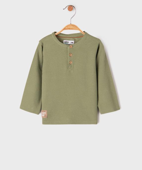 Tee-shirt manches longues en maille nid d’abeille bébé garçon vue1 - GEMO 4G BEBE - GEMO