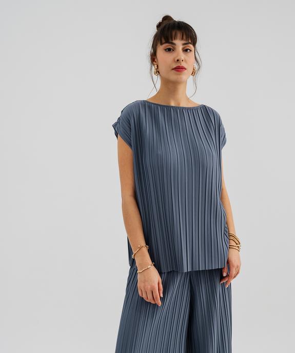 Tee-shirt sans manches loose en maille plissée femme vue1 - GEMO(FEMME PAP) - GEMO