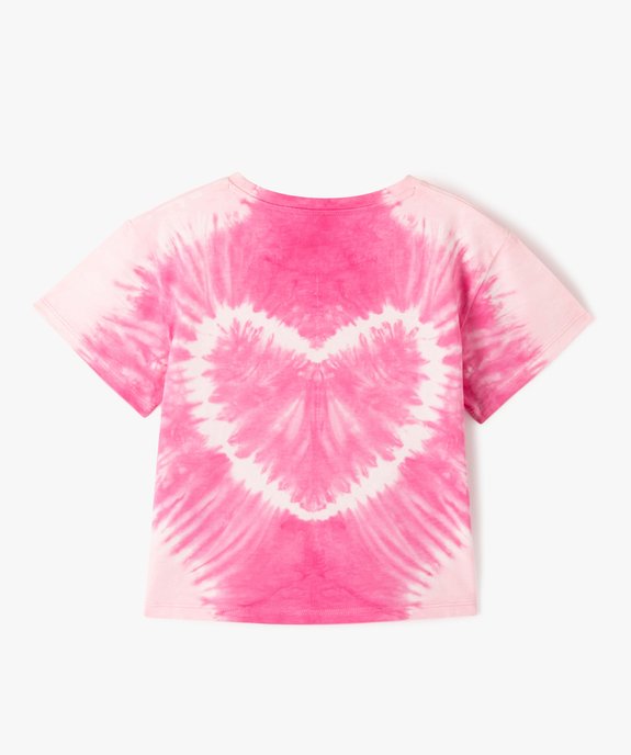 Tee-shirt à manches courtes motif coeur effet tie and dye fille vue3 - GEMO (ENFANT) - GEMO