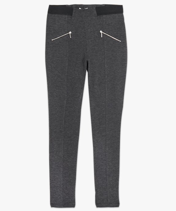 Pantalon femme moulant chiné à zips et taille élastique vue4 - GEMO(FEMME PAP) - GEMO