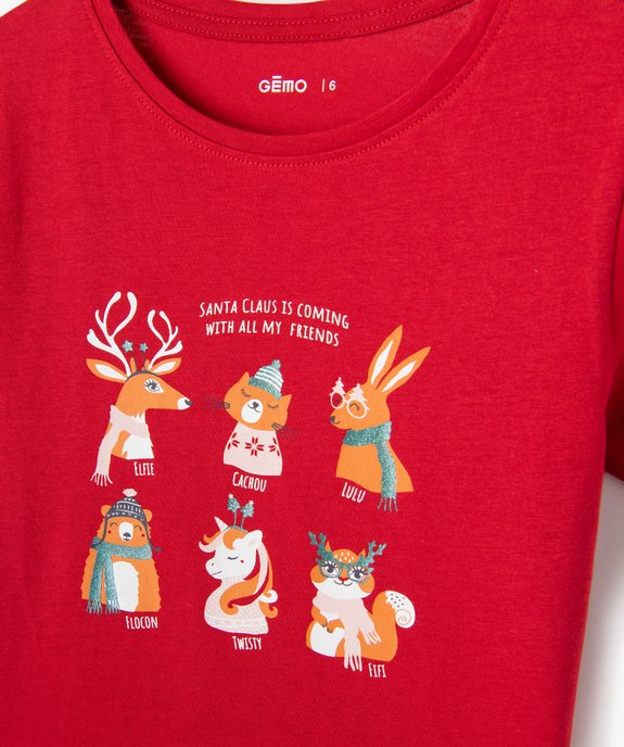 Pyjashort bicolore avec motif spécial Noël fille vue2 - GEMO (ENFANT) - GEMO