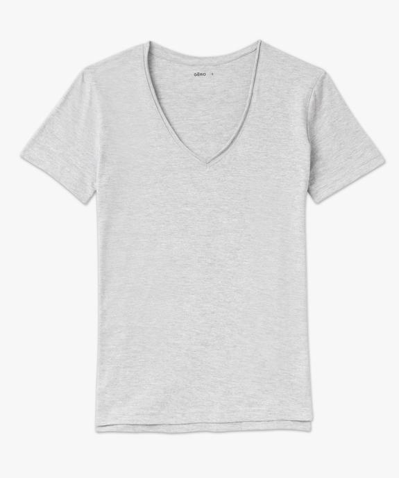 Tee-shirt à manches courtes avec col V roulotté femme vue4 - GEMO(FEMME PAP) - GEMO
