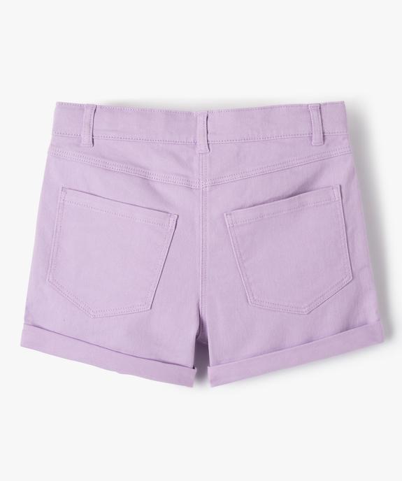 Short en denim avec revers cousus fille vue3 - GEMO (JUNIOR) - GEMO