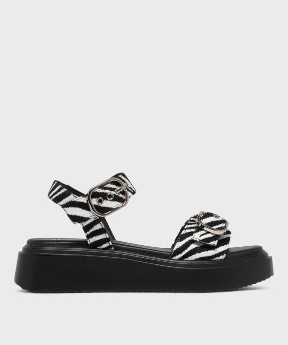 Sandales à motif animalier sur semelle plateforme femme - 5 Miles vue1 - 5 MILES - GEMO