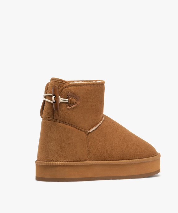 Boots femme en suédine avec bouton style duffle-coat et semelle épaisse vue4 - 5 MILES - GEMO