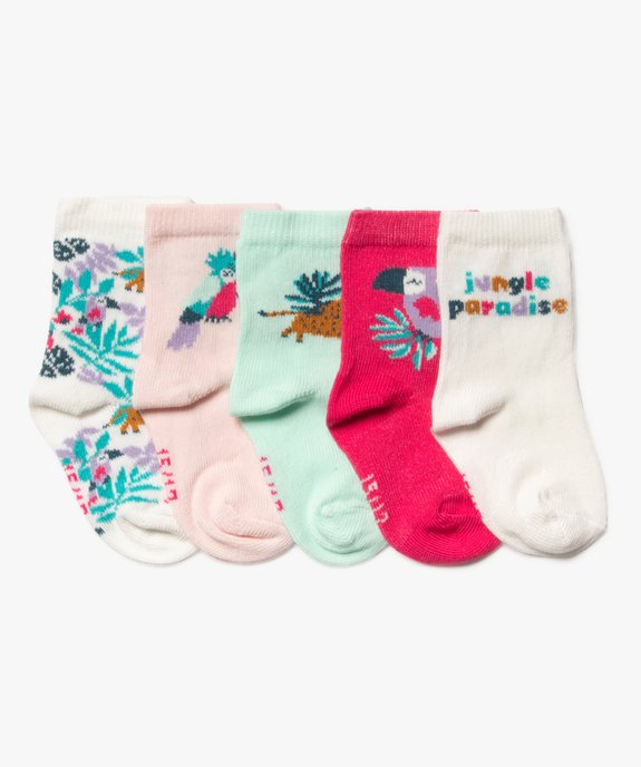 Chaussettes à motifs jungle bébé fille (lot de 5) vue1 - GEMO 4G BEBE - GEMO