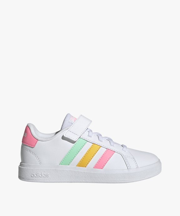 Baskets à scratch fille avec bandes contrastantes - Adidas Grand Court vue1 - ADIDAS - GEMO