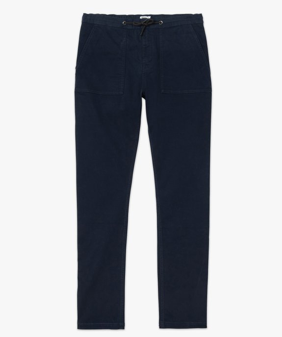 Pantalon homme en toile avec taille élastiquée vue4 - GEMO (HOMME) - GEMO