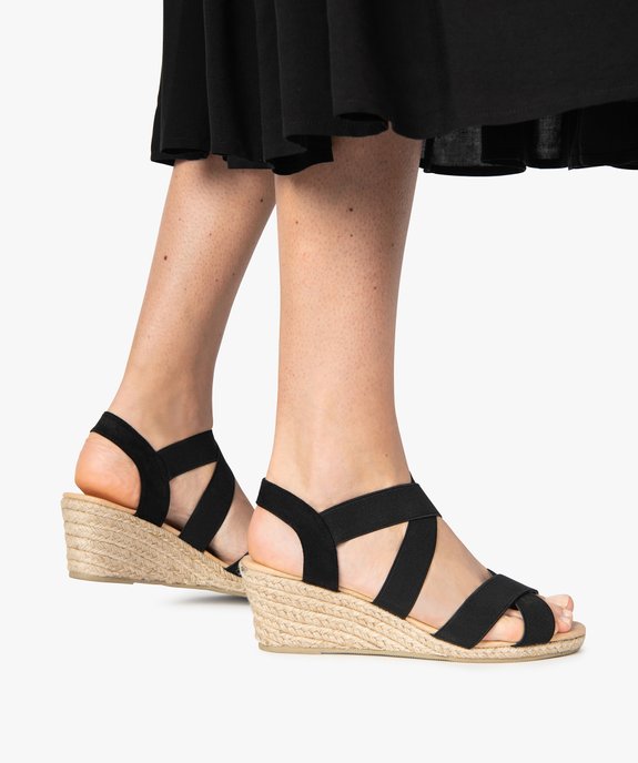 Sandales femme unies à talon compensé et brides élastiques vue1 - VALENTINA BALDA - GEMO