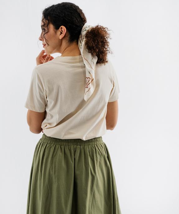 Tee-shirt manches courtes en jersey de coton imprimé à col festonné femme vue4 - GEMO(FEMME PAP) - GEMO