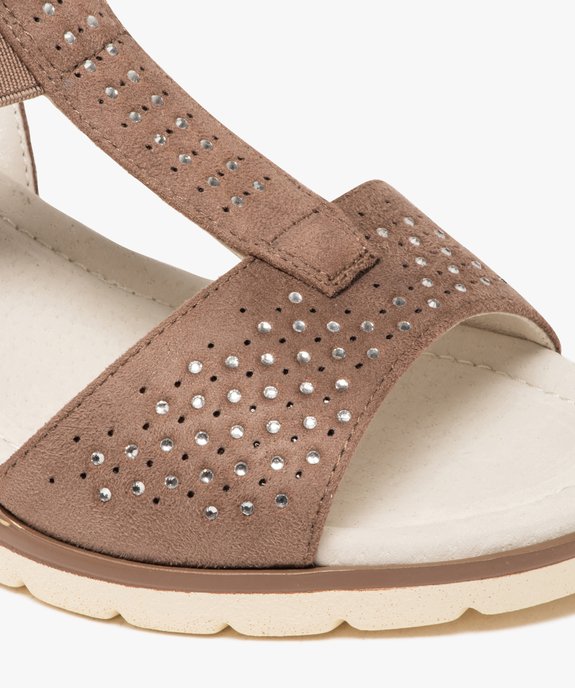 Sandales femme confort à talon compensé avec bride élastique et strass fantaisie vue6 - GEMO (CONFORT) - GEMO