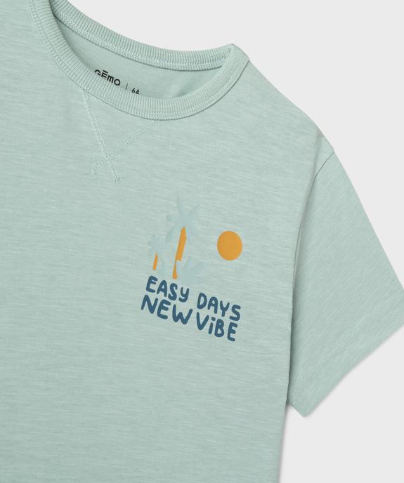 Tee-shirt manches courtes en jersey de coton avec col côtelé garçon vue2 - GEMO 4G GARCON - GEMO