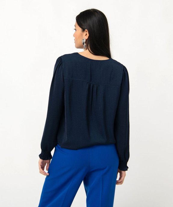 Blouse femme à manches longues avec col V vue3 - GEMO 4G FEMME - GEMO