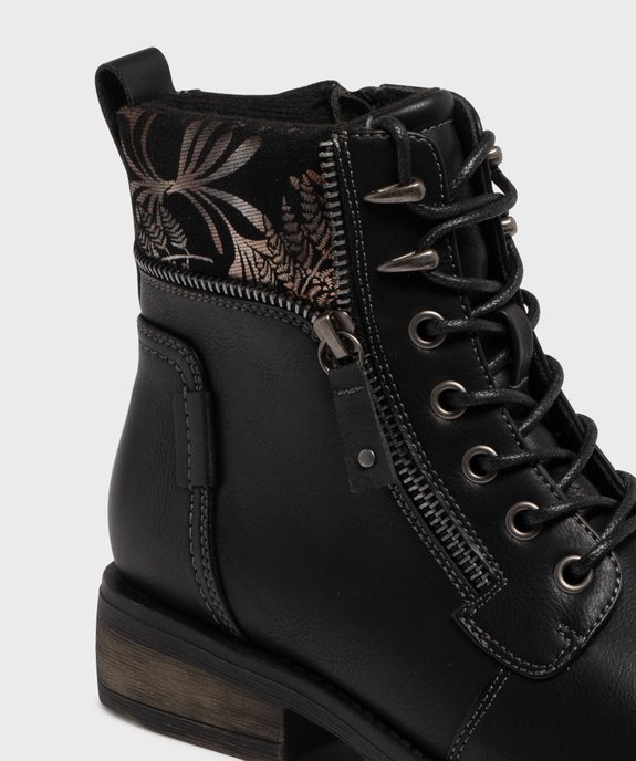 Boots femme à lacets avec col fantaisie et zip  vue13 - EMILIA ROSA - GEMO