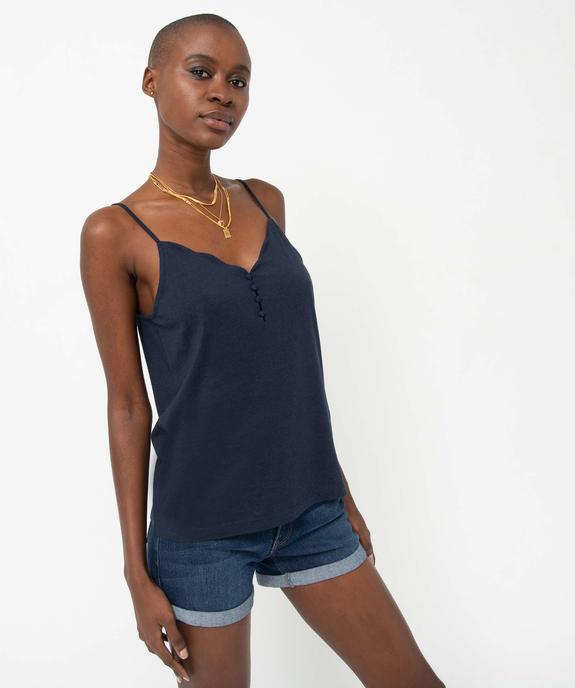 Débardeur femme avec décolleté en V et petits boutons vue6 - GEMO 4G FEMME - GEMO