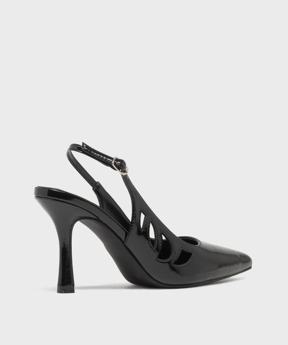 Escarpins slingback vernis à talon fin et détails ajourés - Follow Me vue4 - FOLLOW ME - GEMO
