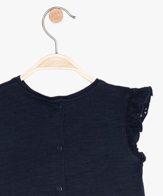 Tee-shirt bébé fille sans manches avec dentelle et liseré pailleté vue2 - GEMO 4G BEBE - GEMO