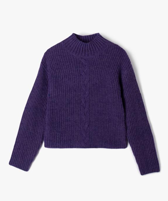 Pull fille col montant avec torsade sur l’avant vue1 - GEMO (JUNIOR) - GEMO