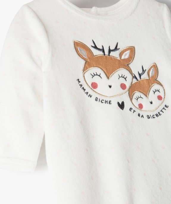 Pyjama dors-bien bébé fille en velours avec motif biche vue2 - GEMO(BB COUCHE) - GEMO