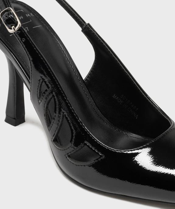 Escarpins slingback vernis à talon fin et détails ajourés - Follow Me vue6 - FOLLOW ME - GEMO