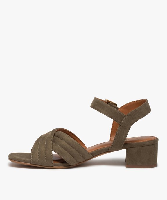 Sandales femme à brides matelassées en suédine et petit talon vue3 - GEMO(URBAIN) - GEMO