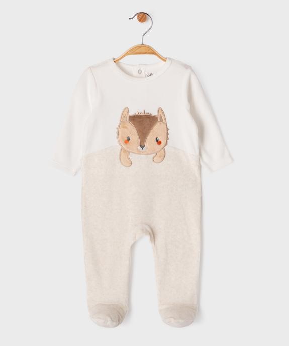 Pyjama en velours motif hérisson bébé vue1 - GEMO 4G BEBE - GEMO