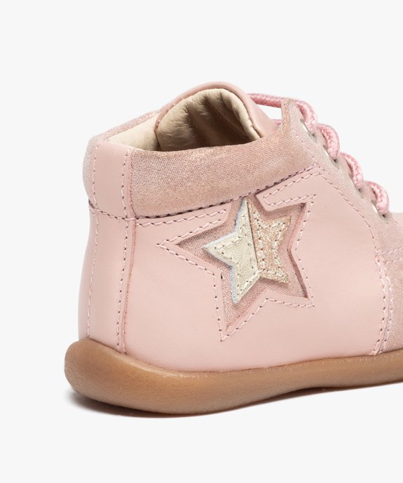 Bottillons bébé filles unis en cuir à lacets vue6 - GEMO(BEBE DEBT) - GEMO