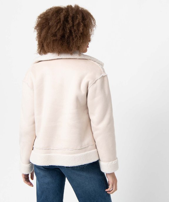 Blouson femme réversible en suédine et sherpa - LuluCastagnette vue3 - LULUCASTAGNETTE - GEMO