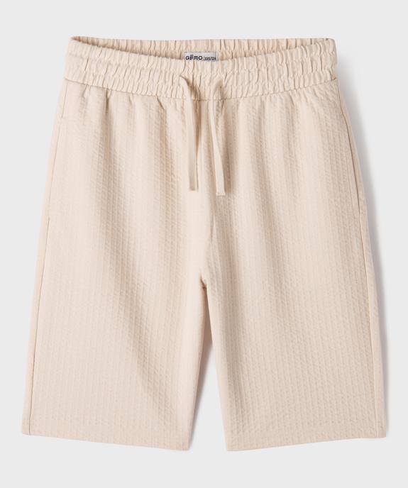 Bermuda en seersucker moelleux à taille élastiquée garçon vue1 - GEMO 4G GARCON - GEMO