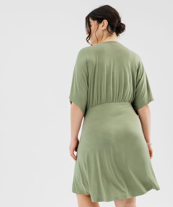 Robe en maille fluide et extensible col cache-cœur femme grande taille vue3 - GEMO 4G GT - GEMO