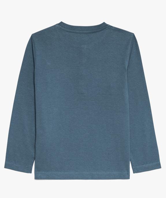 Tee-shirt garçon uni col tunisien et manches longues en coton bio vue2 - GEMO 4G GARCON - GEMO