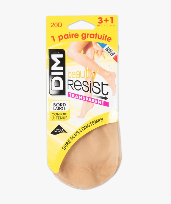 Mi-bas femme transparents Beauty Resist (lot de 4) - Dim vue2 - DIM - GEMO