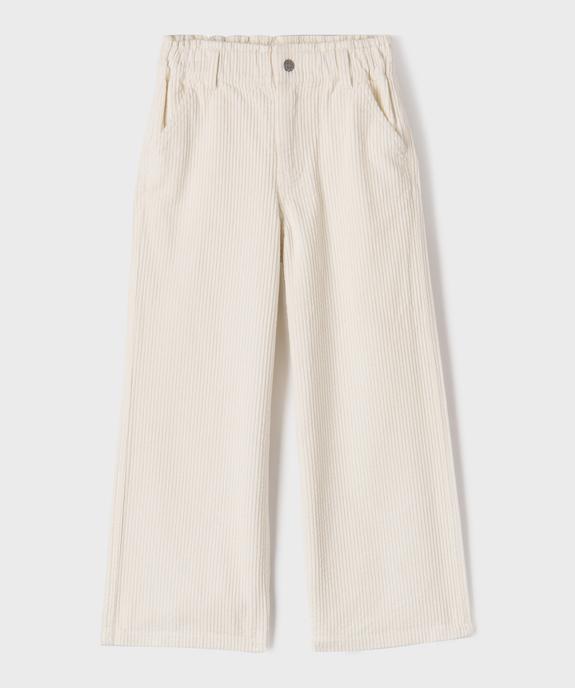 Pantalon large en velours côtelée à taille élastique réglable fille vue1 - GEMO (ENFANT) - GEMO
