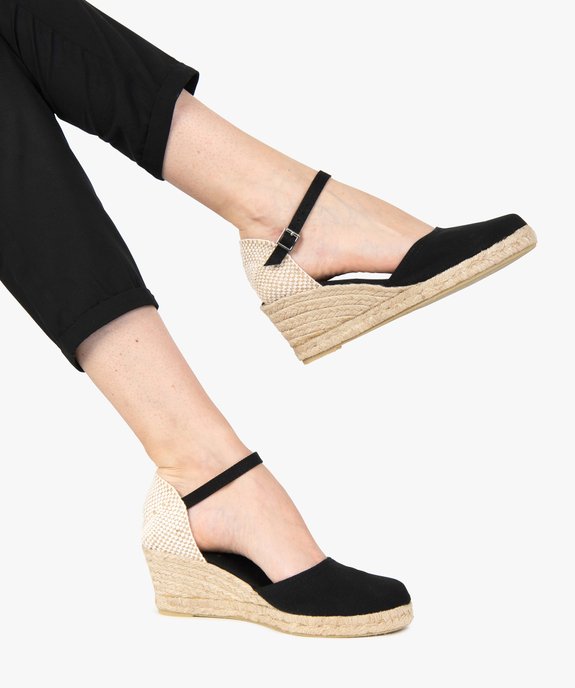 Sandales femme en toile et talon compensé en corde vue1 - GEMO(URBAIN) - GEMO
