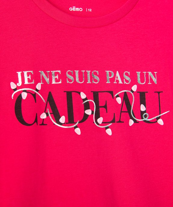 Tee-shirt court à manches courtes thème Noël fille vue2 - GEMO (JUNIOR) - GEMO