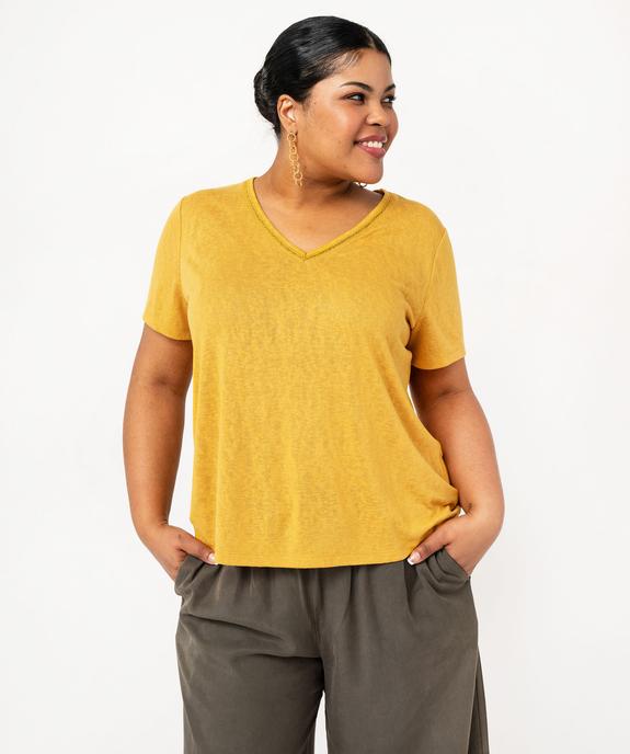 Tee-shirt manches courtes pailleté à col V femme grande taille vue6 - GEMO (G TAILLE) - GEMO