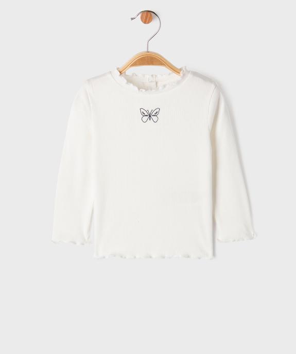 Tee-shirt manches longues à motif brodé et finitions froncées bébé fille vue1 - GEMO 4G BEBE - GEMO
