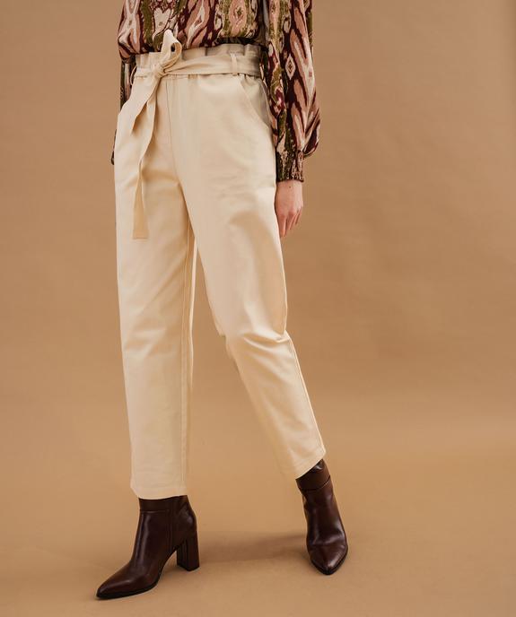 Pantalon mom à taille paper bag élastiquée femme vue2 - GEMO(FEMME PAP) - GEMO