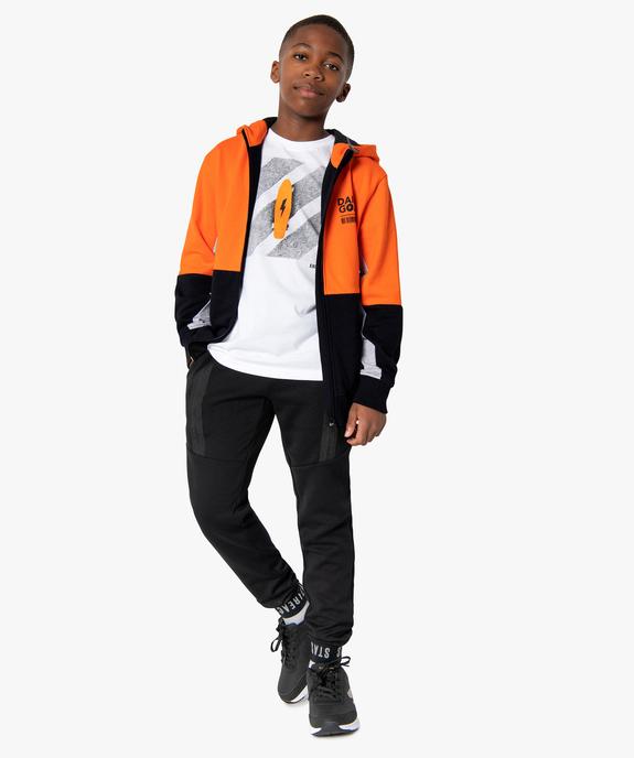 Sweat garçon tricolore à capuche avec fermeture zippée vue5 - GEMO (ENFANT) - GEMO