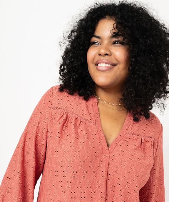 Blouse manches 3/4 en maille ajourée femme grande taille vue2 - GEMO 4G GT - GEMO